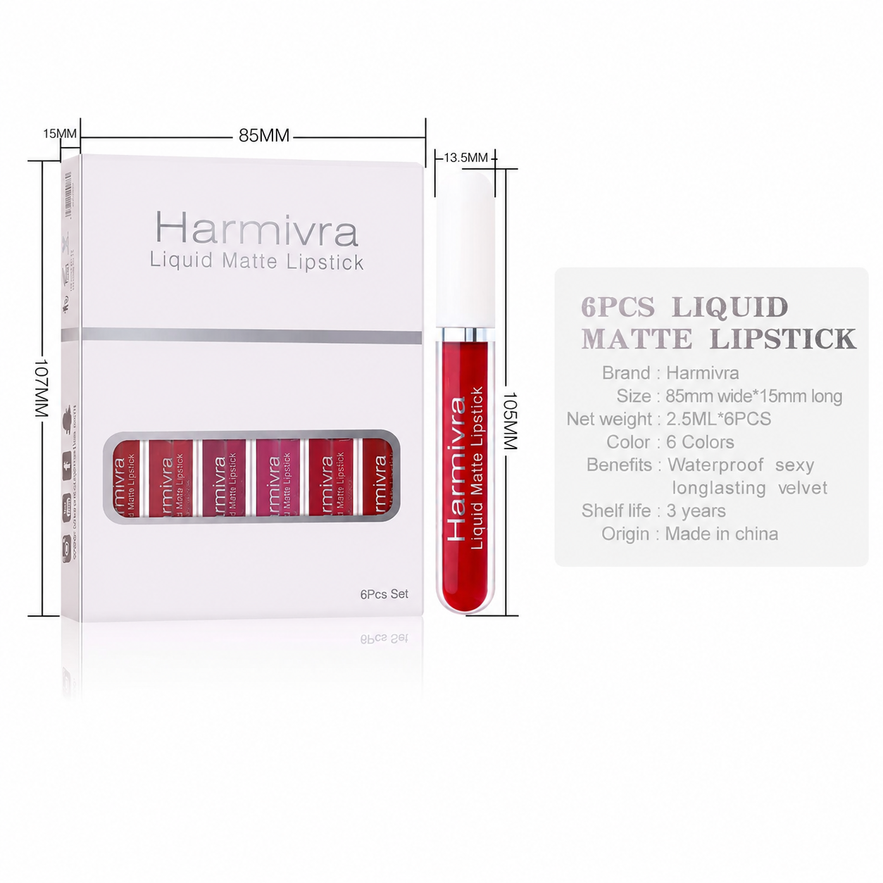 Harmivra | 10Pcs Matte Liquid Lipstick Set | Rich Ruby Brick Mauve Plum Violet Purple Shades, Transfer-Proof Water Resistant Longwear Lip Gloss, Perfect for Deep & Dark Skin Tones