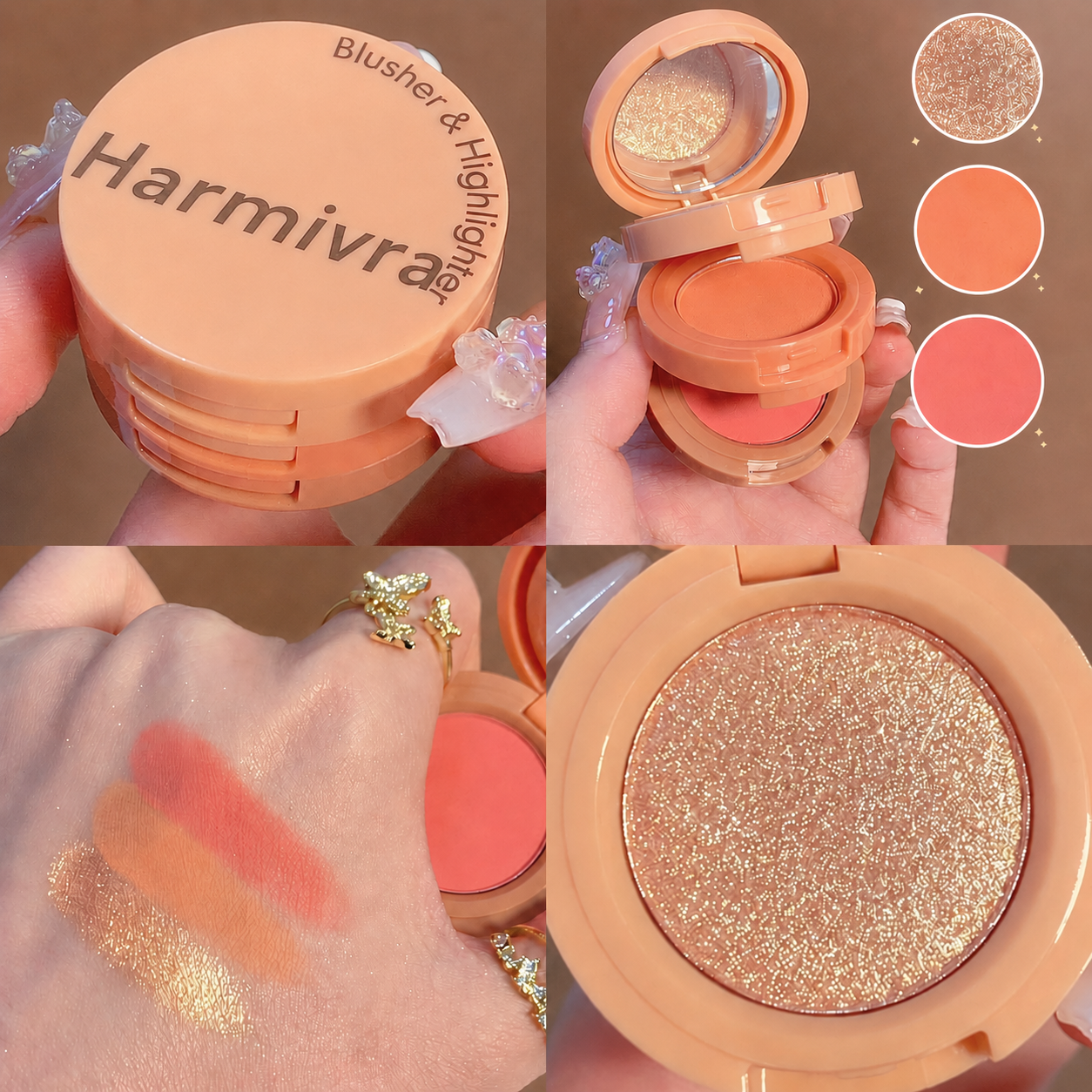 Harmivra | NEW 2026 2-in-1 Stackable Eyeshadow & Blush Palette with Mirror