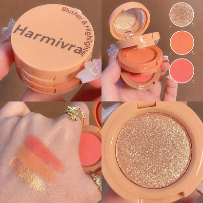Harmivra | NEW 2026 2-in-1 Stackable Eyeshadow & Blush Palette with Mirror