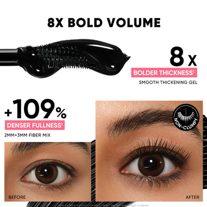 Harmivra 8X Volumizing Waterproof Mascara – 24H Long-Lasting, Smudge-Proof Lash Lift