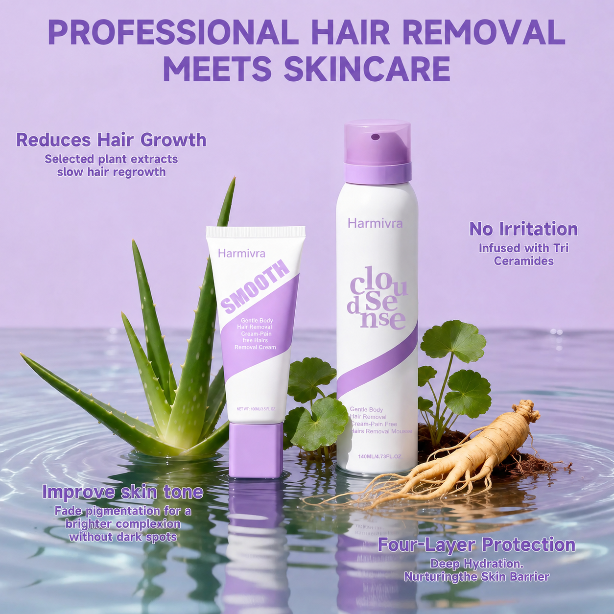 Gentle Hair Removal Cream for Sensitive Skin – Aloe & Hyaluronic Acid