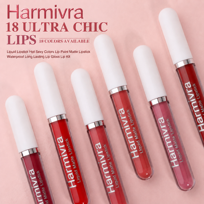 Harmivra | 10Pcs Matte Liquid Lipstick Set | Rich Ruby Brick Mauve Plum Violet Purple Shades, Transfer-Proof Water Resistant Longwear Lip Gloss, Perfect for Deep & Dark Skin Tones