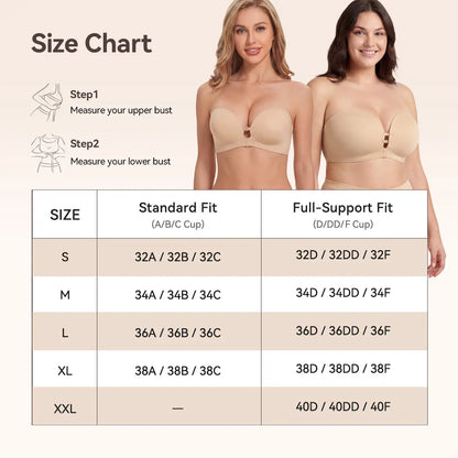 Harmivra Strapless Front-Closure Lift Bra – Seamless, Secure Support