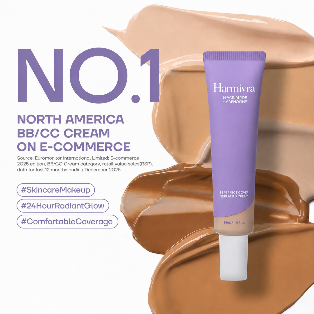 [Harmivra] M Perfect Cover Serum BB Cream (35ml) - Bifida Ferment Lysate Serum-Infused BB Cream for Anti-Aging Skin Rejuvenation, Skin Tint, Tinted Moisturizer, Skin Care Foundation Makeup,Superfood Complex,Glass Skin CardiBB OGBB PurpleBB