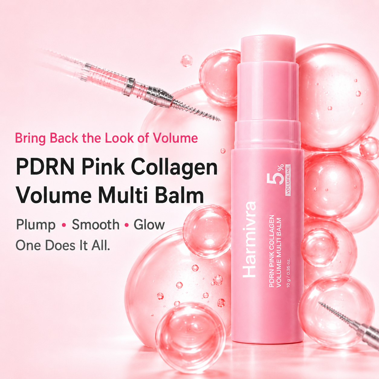 Harmivra | PINK – PDRN Collagen  Volume Balm Stick | Instant Plump & Glow