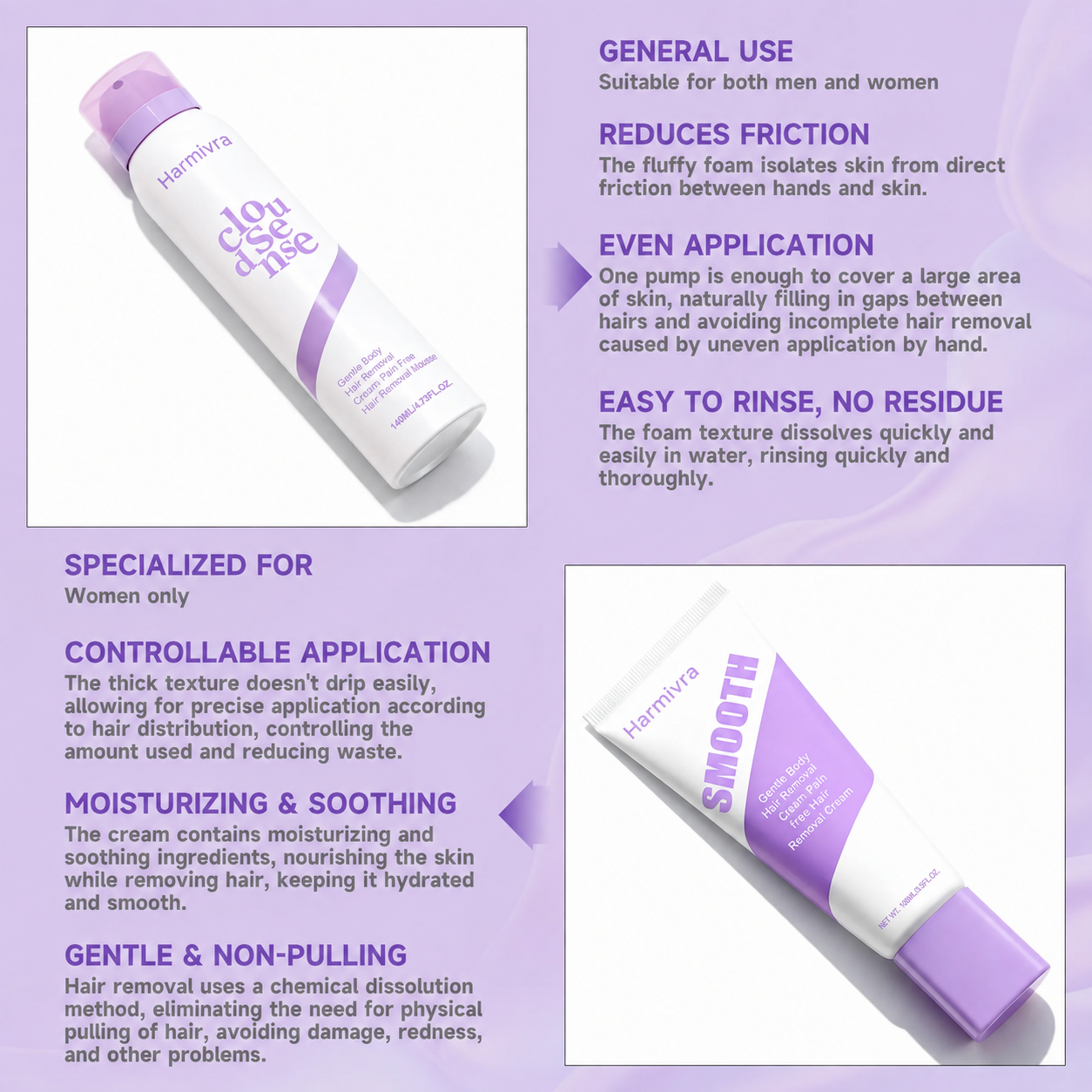Gentle Hair Removal Cream for Sensitive Skin – Aloe & Hyaluronic Acid