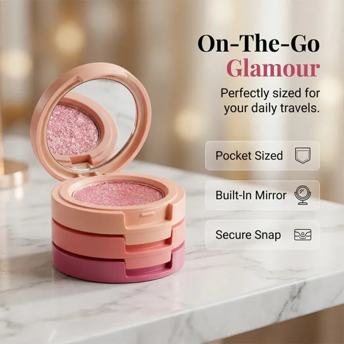 Harmivra | NEW 2026 2-in-1 Stackable Eyeshadow & Blush Palette with Mirror