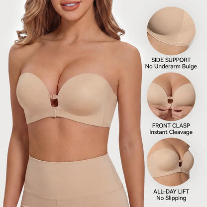Harmivra Strapless Front-Closure Lift Bra – Seamless, Secure Support
