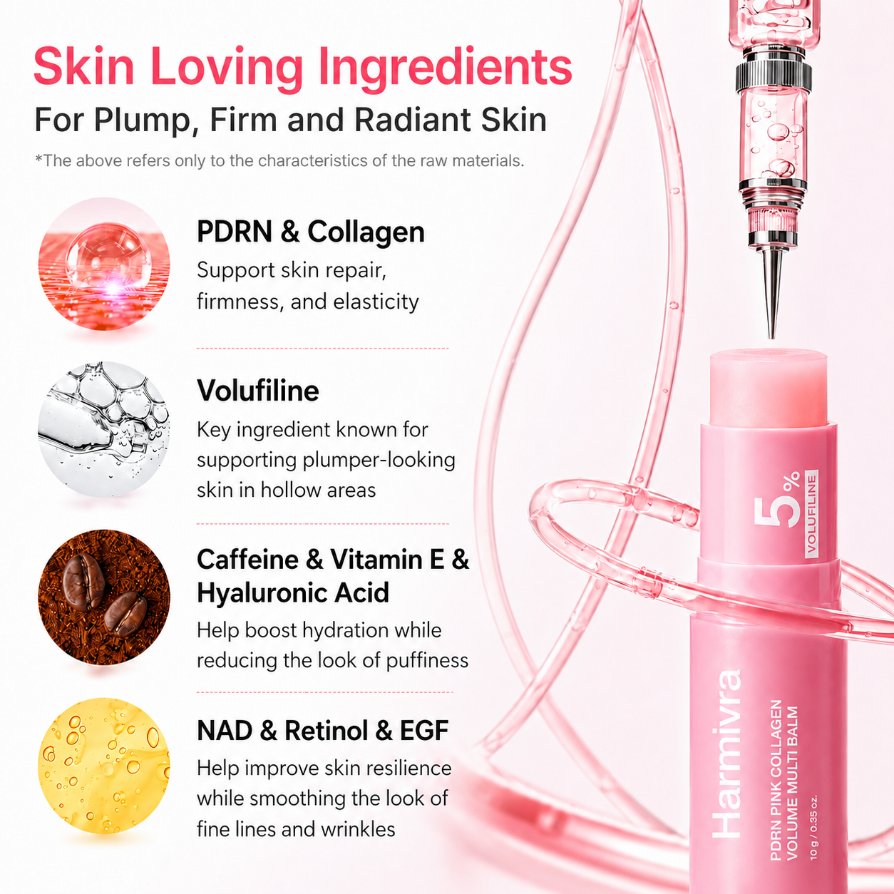 Harmivra | PINK – PDRN Collagen  Volume Balm Stick | Instant Plump & Glow