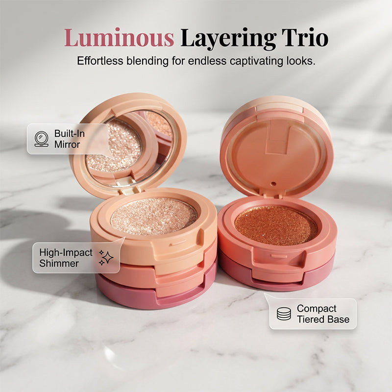 Harmivra | NEW 2026 2-in-1 Stackable Eyeshadow & Blush Palette with Mirror