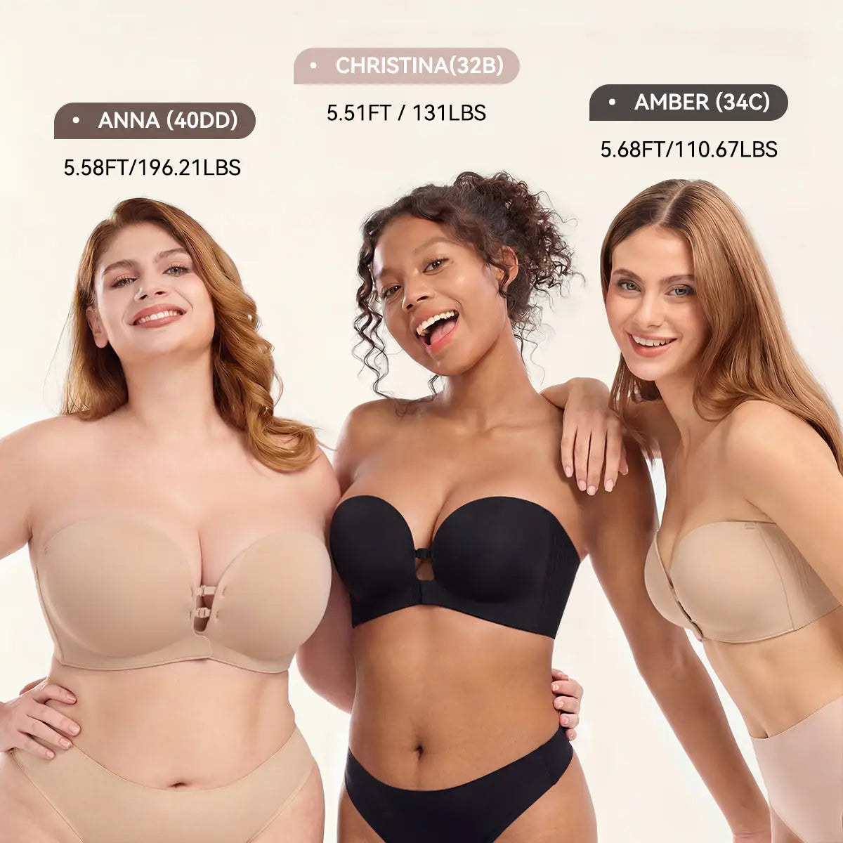 Harmivra Strapless Front-Closure Lift Bra – Seamless, Secure Support